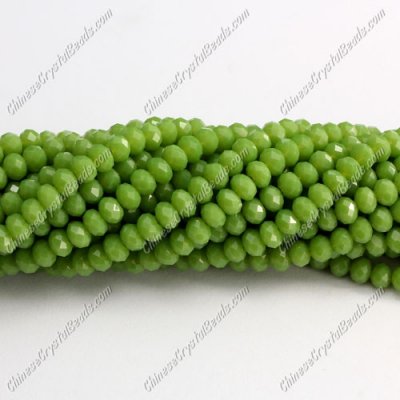 130Pcs 3x4mm Chinese rondelle crystal beads,opaque olivine