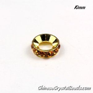 wholesale only 12mm Rondelle spacer Gold-Plated coppoer beads yellow Crystal Rhinestones, 1 pieces