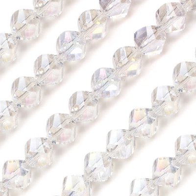 10mm Chinese Crystal Faceted Helix Bead Strand, Clear AB 100 beads
