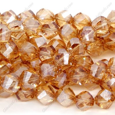 10mm Chinese Crystal Helix beads golden-shadow, 20 beads