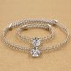 90's Tatto Choker sets, AAA 12mm Zircon crystal stones, silver color,1 pc