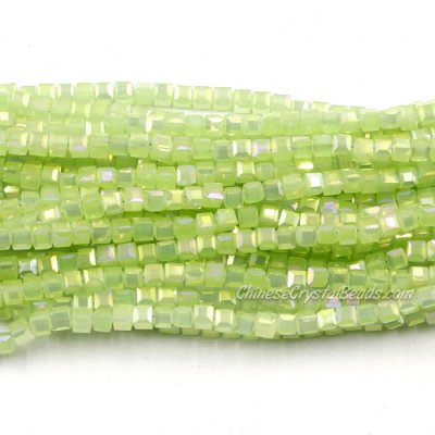 180pcs 2mm Cube Crystal Beads, green jade