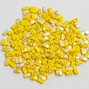 5x2.5mm chinese glass Half Tila yellow and half AB approx 200 beads