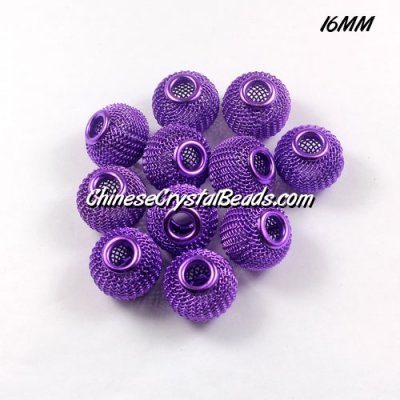 16mm Purple Mesh Bead, Basketball Wives, 15 pieces