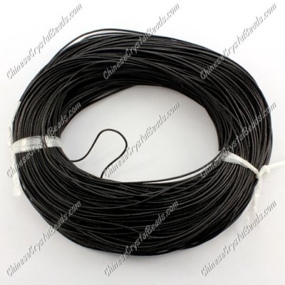 Round Leather Cord, black, 1mm, #Sold by the Meter