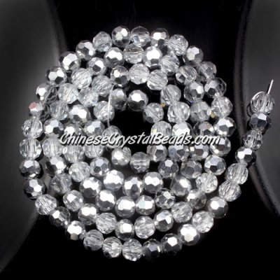 Chinese Crystal 4mm Round Bead Strand, half silver, about 100 beads