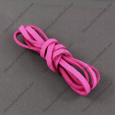 Suede Flat Leather Cord, 4x1.5mm, fuchsia, 1 piece=1 meter