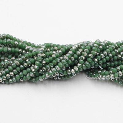 130 beads 3x4mm crystal rondelle beads opaque green B04