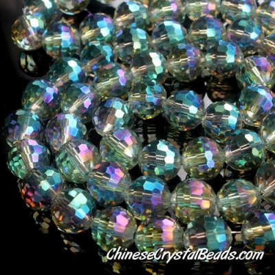Chinese crystal 10mm round beads 96fa , transparent green shade, sold 20 Beads
