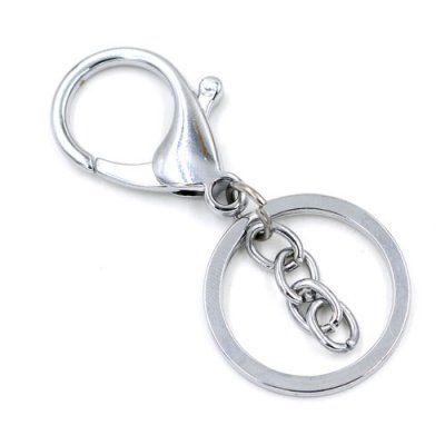 Lobster Clasp keychains Steel silver Plated, 67x30mm, 1 piece