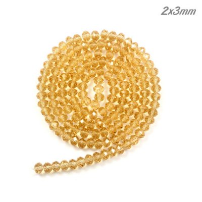 130Pcs 2x3mm Chinese Crystal Rondelle Beads, G. Champagne