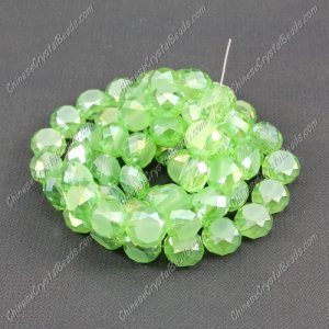 8mm Bread crystal beads long strand, lime green AB, 70pcs per strand