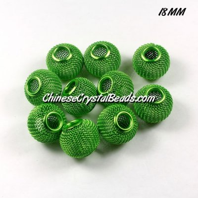 18mm Green Mesh Bead, Basketball Wives, 12 pieces