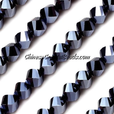 10mm Chinese Crystal Helix Bead Strand, gun metal , 20 beads