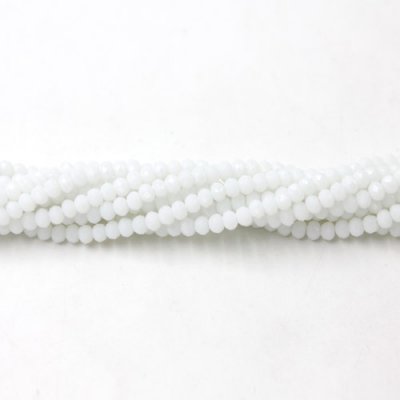 130Pcs 2x3mm Chinese Crystal Rondelle Beads, White Linen