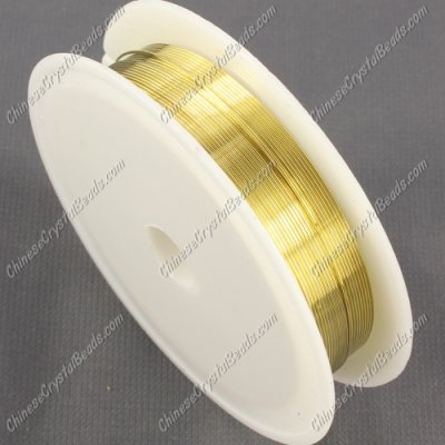 Wire, gold-finished copper, round, 0.5mm. Sold per 8 meter spool.