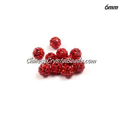 10Pcs 6mm pave clay disco beads hole: 1mm, red