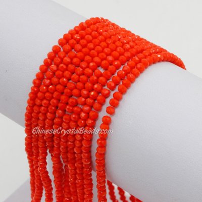 130Pcs 2x3mm Chinese Crystal Rondelle Beads, opaque red orange