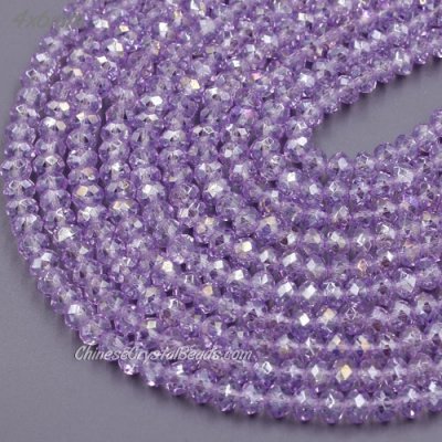 4x6mm lt purple AB#Plated Color Chinese Crystal Faceted Rondelle beads, about 95 beads