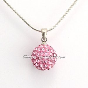 Pave Disco Ball Pendant, 12mm, pink, sold 1 pcs