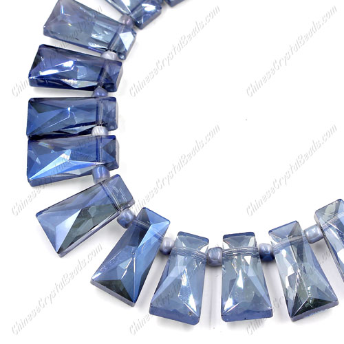 20pcs Faceted Trapezium Crystal Beads, magic blue, hole: 1.5mm, 20x10x7mm - Click Image to Close