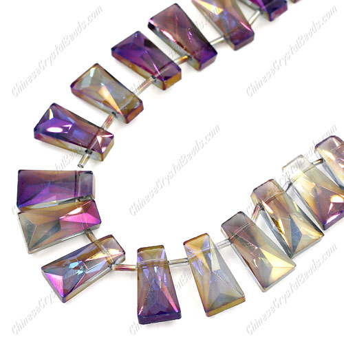 20pcs Faceted Trapezium Crystal Beads, purple light, hole: 1.5mm,20x10x7mm - Click Image to Close