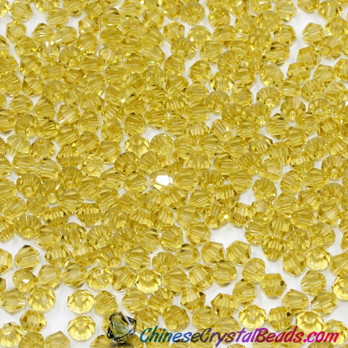 700pcs Chinese Crystal 4mm Bicone Beads, Lt.yellow, AAA quality - Click Image to Close