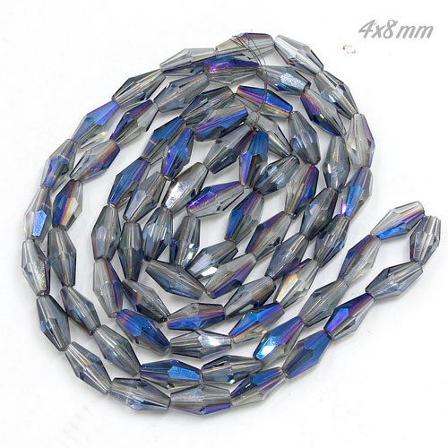 4x8mm crystal bicone beads, half blue light, about 72 beads per strand - Click Image to Close