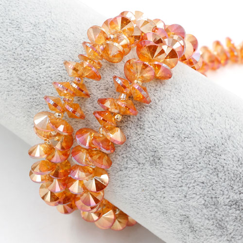 20Pcs 8mm Crystal Rivolis Beads, Crystal Satellite Drill, hole 1mm, orange light - Click Image to Close
