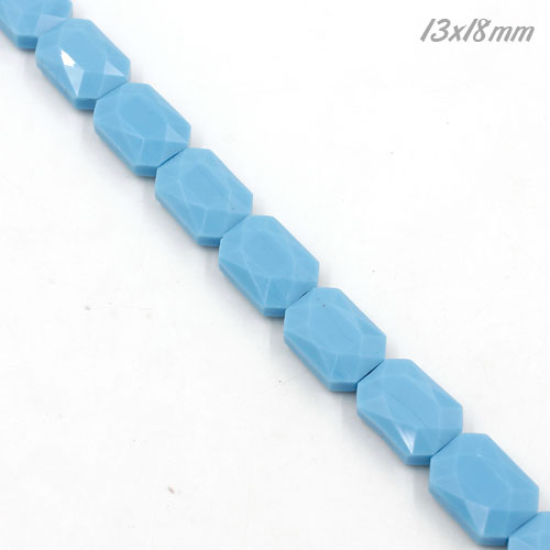 12x17mm Flat Rectangle faceted crystal beads, opaque turquoise, 1 Pc - Click Image to Close