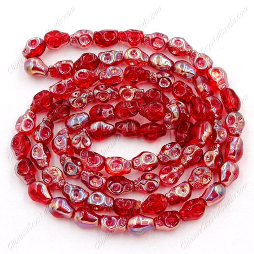 Glass Crystal skull - 8x10mm skull bead - red - 30 beads per strand - AA quality - Click Image to Close