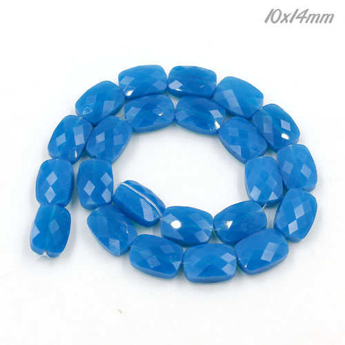 10x14mm rectangle grid faceted crystal beads, opal blue, 1 Pc - Click Image to Close