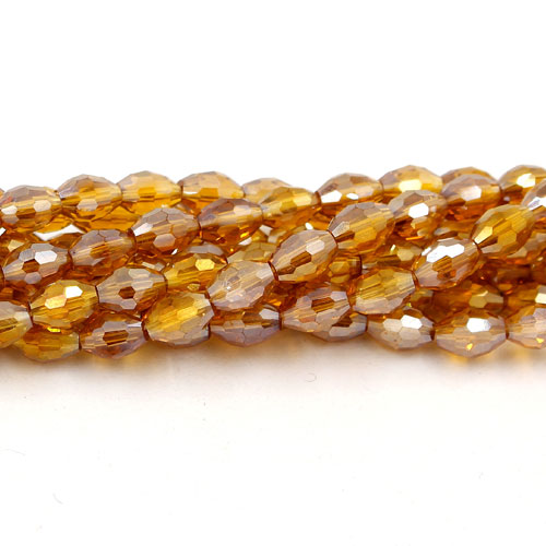 6x9mm 70Pcs Chinese Barrel Shaped crystal beads, amber AB - Click Image to Close