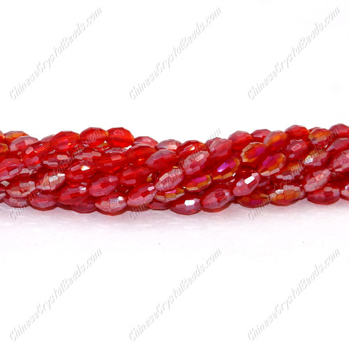 4x6mm 70pcs Crystal Faceted Barrel Crystal Beads, Siam AB - Click Image to Close