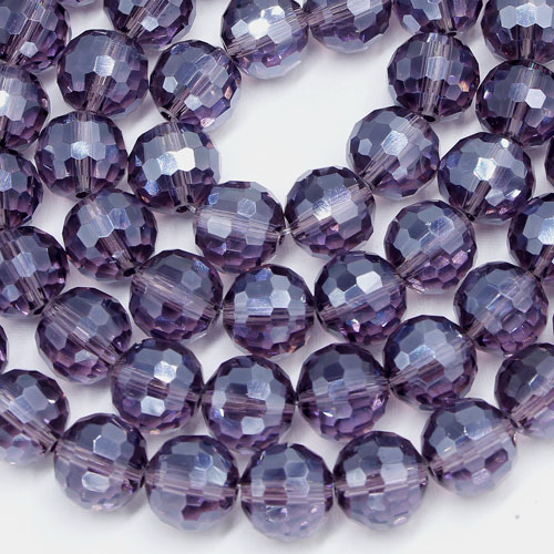 Round crystal beads, 10mm, violet satin, 96 cutting surfaces, 20 pieces - Click Image to Close