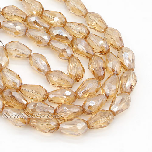 20Pcs 10x15mm Chinese Crystal Teardrop Bead strand, golden shadow - Click Image to Close