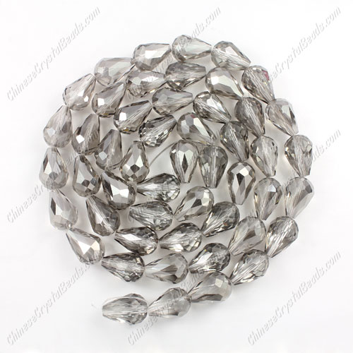 8x12mm Chinese Crystal Teardrop Beads, silver shade, about 30 pcs - Click Image to Close