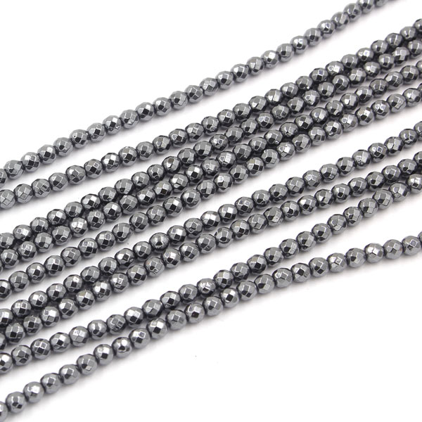 Round hematite faceted beads 4mm 6mm 8mm 10mm, hole size 1mm, 15.5 inch - Click Image to Close