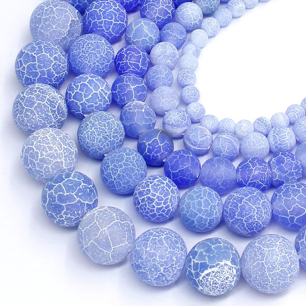 Effloresce Agate Beads Jasper blue Round 15.5inch - Click Image to Close
