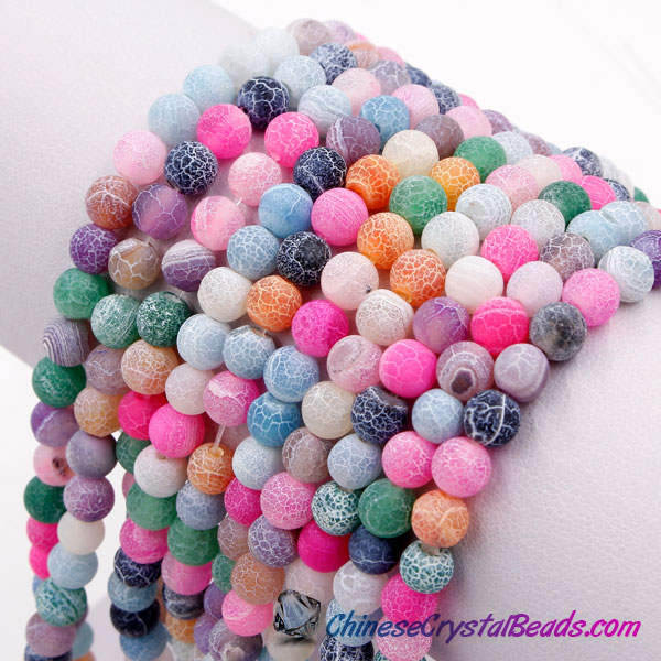 Effloresce Agate Beads Jasper mixed color Round 15.5inch - Click Image to Close