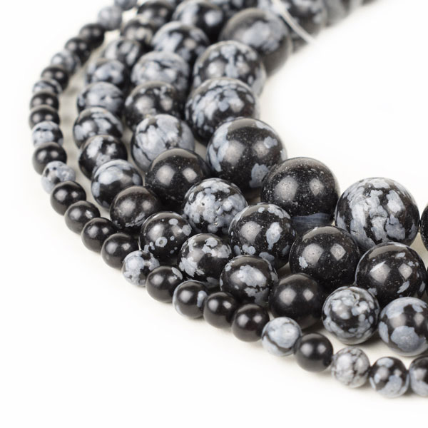 Snowflake Obsidian Beads 4mm 6mm 8mm 10mm 12mm Loose Gemstone Round 15 Inch - Click Image to Close