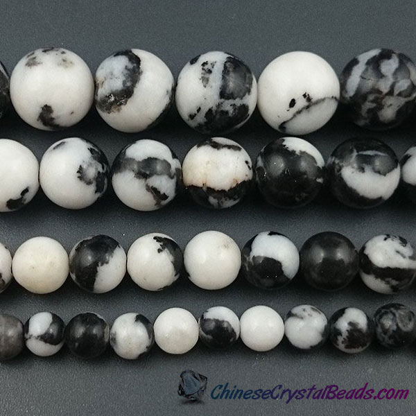 Black White Zebra Jasper Beads, Natural Stone Bea round 4mm, 6mm, 8mm, 10mm, 12mm, 15.5 inch - Click Image to Close