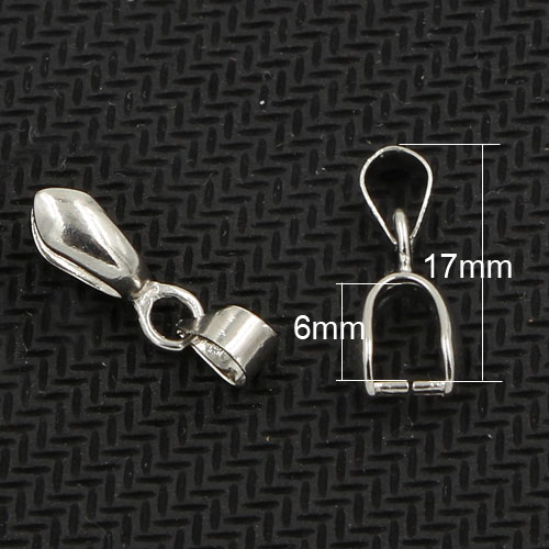 Pinch Clip Bail Connector For Necklace pendant, platinum plated, 17mm, 10pcs - Click Image to Close