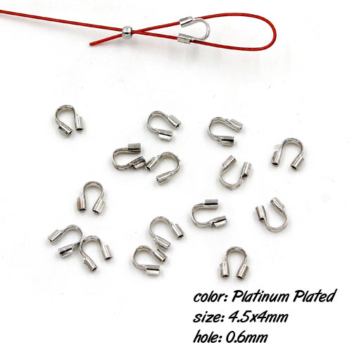 wire guardians, platinum plated brass, 4.5x4mm, hole:0.6mm, 100pcs - Click Image to Close