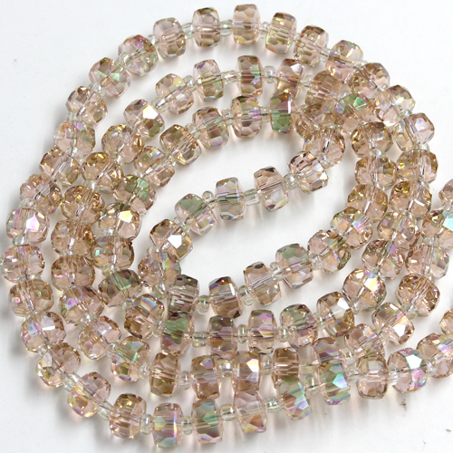 80pcs champagne and green light 5x8mm angular crystal beads - Click Image to Close