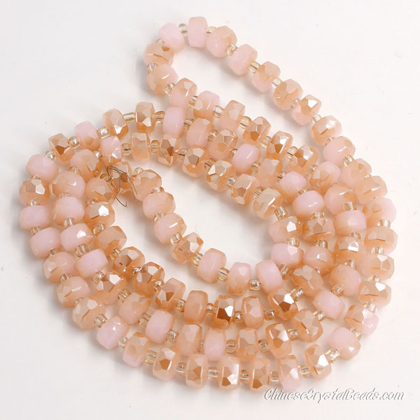 80pcs half amber light pink jade 5x8mm angular crystal beads - Click Image to Close