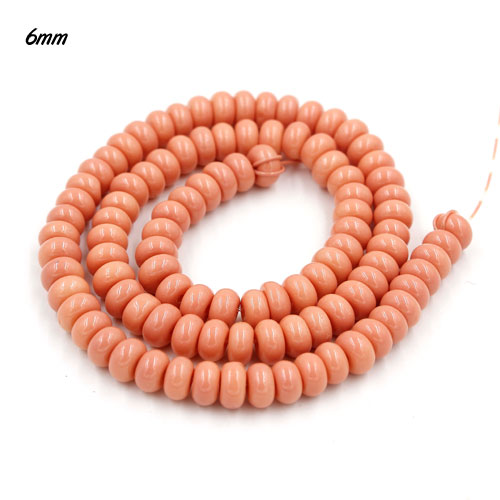 100Pcs 6x3.5mm Smooth Roundel Shape Glass Beads, rondelle glass beads strand, hole 1mm, Light Salmon - Click Image to Close