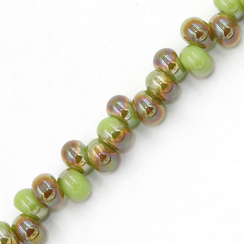 100Pcs 6mm rondelle earring shaped glass beads, hole: 2mm, opaque green - Click Image to Close