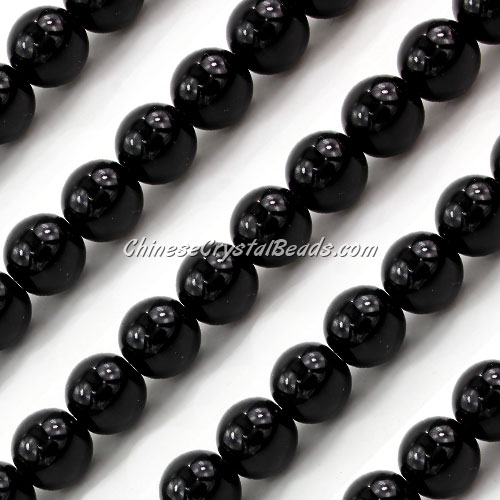 Chinese 10mm Round Glass Beads Black, hole 1mm, about 33pcs per strand - Click Image to Close