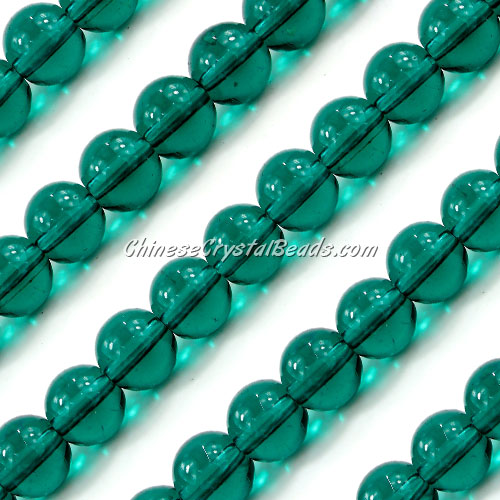 Chinese 10mm Round Glass Beads Emerald, hole 1mm, about 33pcs per strand - Click Image to Close